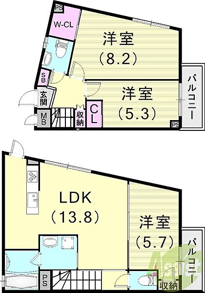 RA-ASHIYA ｜兵庫県芦屋市川西町(賃貸マンション3LDK・3階・74.41㎡)の写真 その2