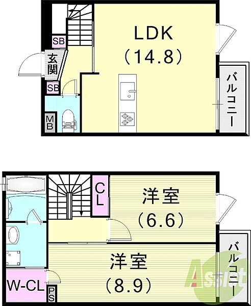 RA-ASHIYA ｜兵庫県芦屋市川西町(賃貸マンション2LDK・3階・70.41㎡)の写真 その2