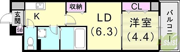 ラパンすみよし ｜兵庫県神戸市東灘区住吉宮町7丁目(賃貸マンション2K・4階・35.40㎡)の写真 その2