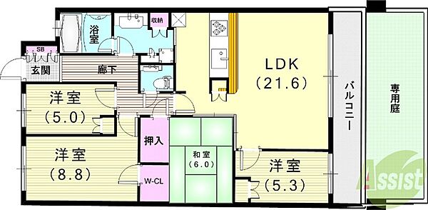 4SLDK（102.55平米）システムキッチン・室内洗濯機