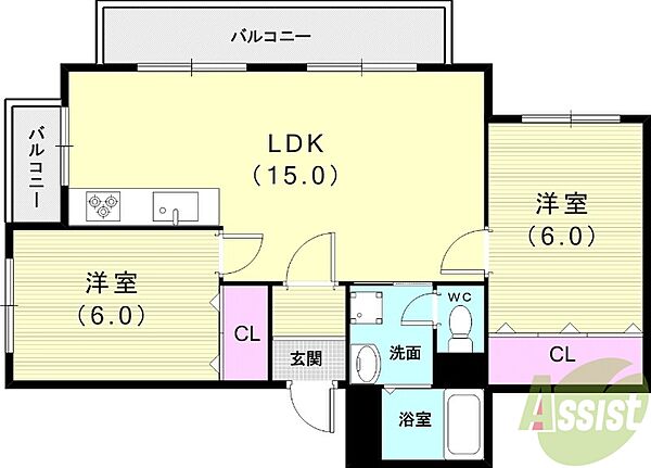 サンシャイン春日 ｜兵庫県芦屋市春日町(賃貸マンション2LDK・3階・55.00㎡)の写真 その2