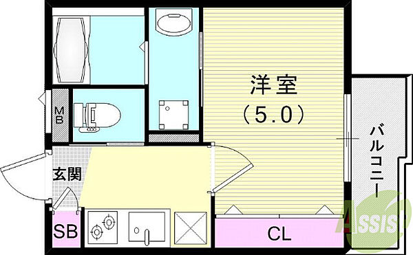 アビタ青木パークサイド ｜兵庫県神戸市東灘区青木5丁目(賃貸アパート1K・1階・21.42㎡)の写真 その2