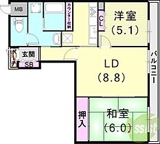 芦屋サニーヒル東館 308 ｜ 兵庫県芦屋市朝日ケ丘町（賃貸マンション2LDK・3階・55.46㎡） その2