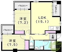 パレスフォー甲東園  ｜ 兵庫県西宮市甲東園2丁目3-28（賃貸マンション2LDK・2階・68.22㎡） その2