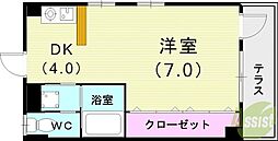 リッジヴィラ魚崎 1Kの間取図画像