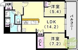 グラン・フェルティ本山 2LDKの間取図画像