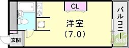 リモージュ岡本 ワンルームの間取図画像