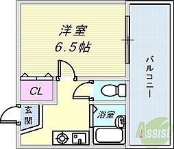 グレースハイツ六甲 1Kの間取図画像
