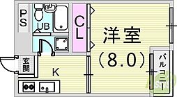 ピアシティ魚崎 1Kの間取図画像