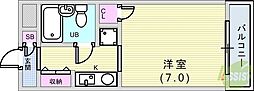 メゾン・ド・六甲パート3 1Kの間取図画像