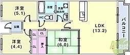 オルテンシアKOBE 3LDKの間取図画像