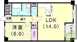 アコーレ六甲 1LDKの間取図画像