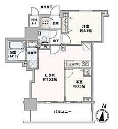 プレシス知事公館前EAST 2LDKの間取り