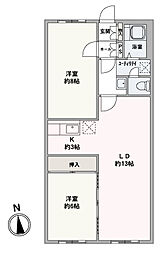 丸増エレガンスハイツ中島公園 2LDKの間取図画像