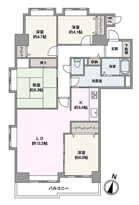 4LDK、価格3190万円、専有面積84.99?、バルコニー面積8.4? 通風、採光良好です。