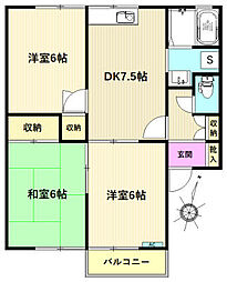 クレール・B 3DKの間取図画像