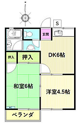 コーポ岩堀 2DKの間取図画像