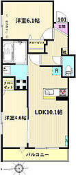 メゾンドアロ 2LDKの間取図画像