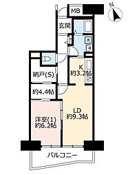 UR都市機構八千代ゆりのき台パークシティ4号棟 1LDKの間取図画像