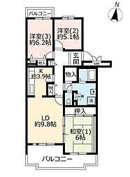 クレール志津6号棟 3LDKの間取図画像