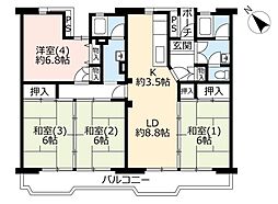 UR都市機構村上団地2-6 4LDKの間取図画像