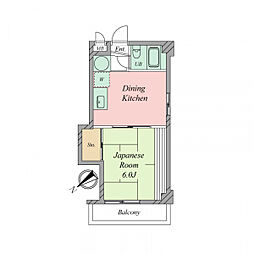 田町ダイヤハイツ 1DKの間取図画像