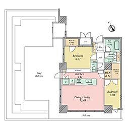 パークタワー芝浦ベイワードオーシャンウイング 2LDKの間取図画像