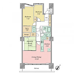 シティタワー品川 3LDKの間取り
