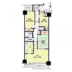 ダイアパレス東白壁イーストヒルA棟 3LDKの間取図画像
