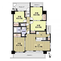 宝マンション矢田 4LDKの間取図画像