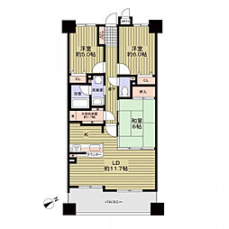 ライオンズガーデン赤池 3LDKの間取り