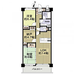 サンライズ大国屋館 2SLDKの間取図画像