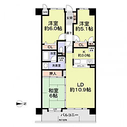 サンハウス中郷 3LDKの間取り