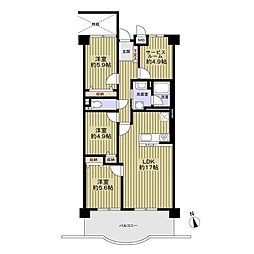 シティコーポ植田A棟 3SLDKの間取図画像