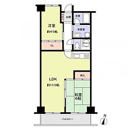 八事パーク・マンション 2LDKの間取図画像
