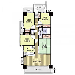 宝マンション瓢箪山 4LDKの間取図画像