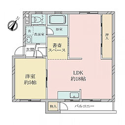 鶴甲コーポ26号館 1LDKの間取図画像