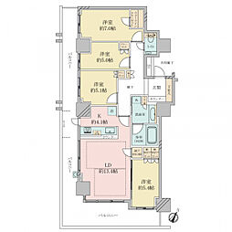 住吉川リバーサイドフォーラムザ・レジデンス 4LDKの間取図画像
