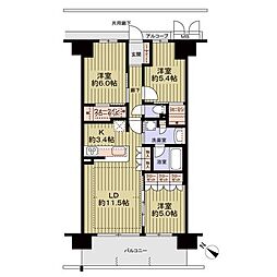 S.J.Cレジデンス 3LDKの間取図画像