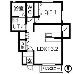 ボナール 1LDKの間取図画像