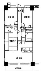 シャンゼール所沢 3LDKの間取図画像
