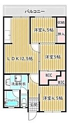 ニュー千早団地300棟 3LDKの間取図画像