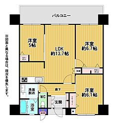 ノーブル黒崎 3LDKの間取図画像