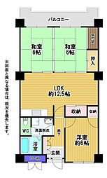 サンライフ三萩野B 3LDKの間取図画像