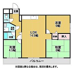 ビブレ折尾 3LDKの間取図画像