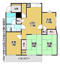 第22プリンスマンション 4LDKの間取図画像