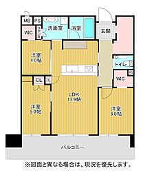 ザ・サンパーク小倉駅タワーレジデンス 3LDKの間取図画像
