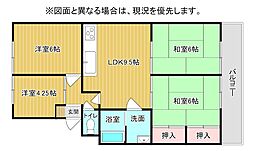 エメラルドハイツ大里1 4LDKの間取図画像