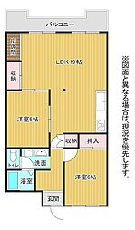 サンライフ三萩野A 2LDKの間取図画像