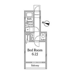 MQuarto箭弓町 1Kの間取図画像